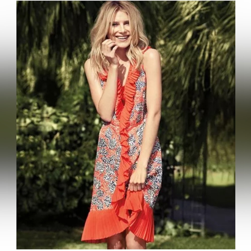 Tory Burch Janetta Flouncy Pleated Silk Dress